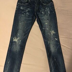 Men's Slim Straight Purple Jeans - Distressed Blue
